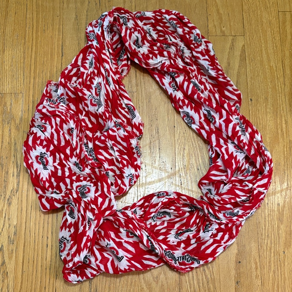 Source Unknown Vibrant Red and White Scarf